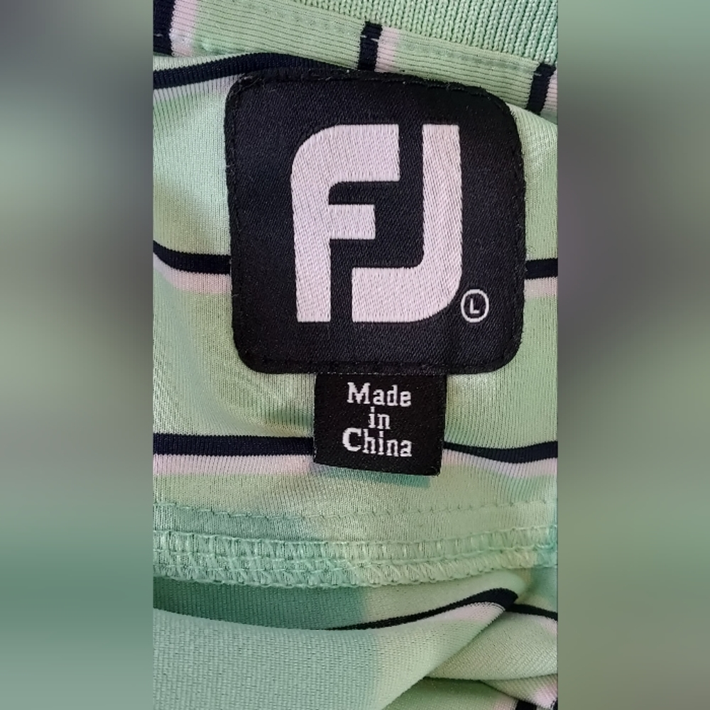 Fj Collared Partial Button Down Green/White/Black… - image 6